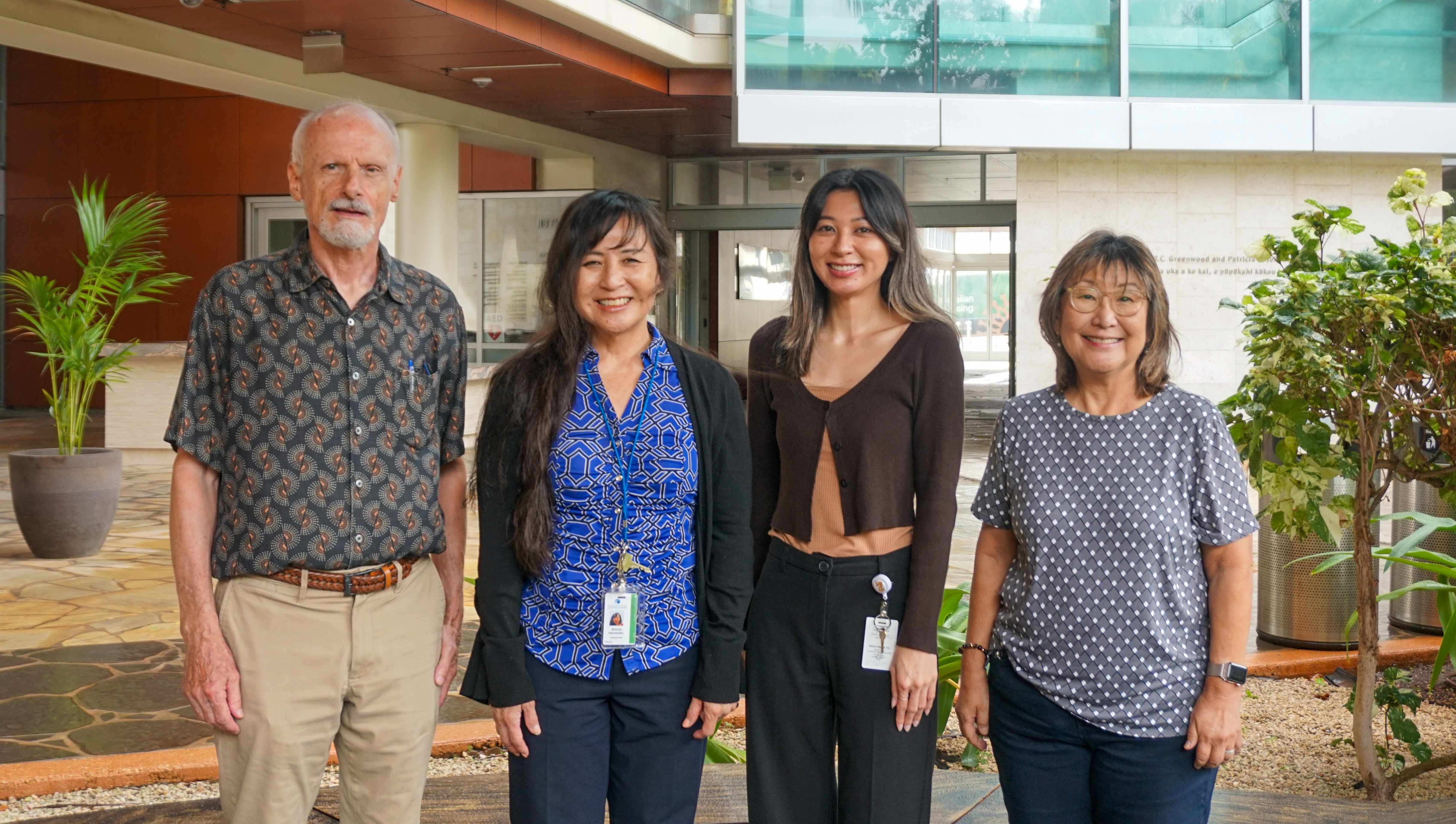 From left to right: Dr. Loic Le Marchand, Dr. Brenda Hernandez, Michelle Nagata, and Anne Tome